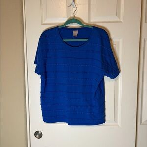 Bundle of 2 Chico’s Blue Cotton/Modal Short Sleeve Tees Size XL